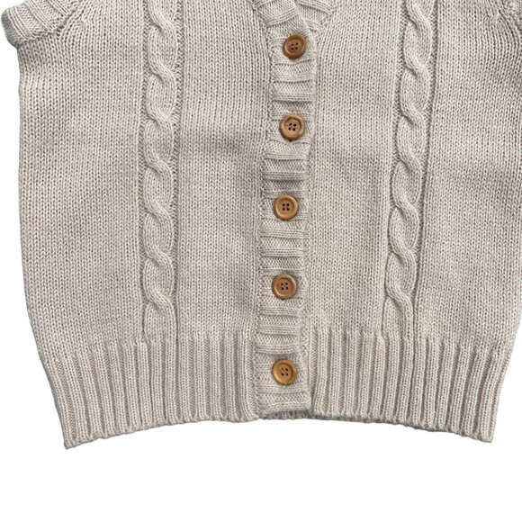 Vintage BJ Barrett Cable Knit Sweater Vest Tan Golf Old Money Academia Grandpa-M - Picture 4 of 9